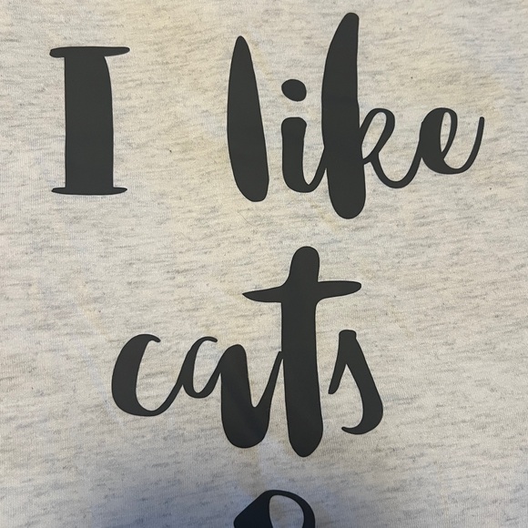 Next Level Light Gray Graphic “I Like Cats & Coffee Long Sleeve Shirt NWOT - Picture 10 of 13